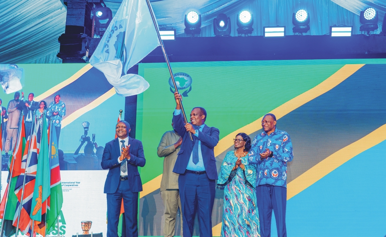 Congress leaders on stage during a Tanzania ceremony
